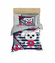 L'essentiel linge de maison Juego de funda nórdica PH111 - Rojo, Azul Marino y Blanco